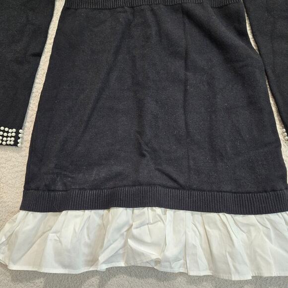 NWT Endless Blu Victoria Sweater Dress Faux Pearl Details Sz M Boardroom Chic - Picture 4 of 13